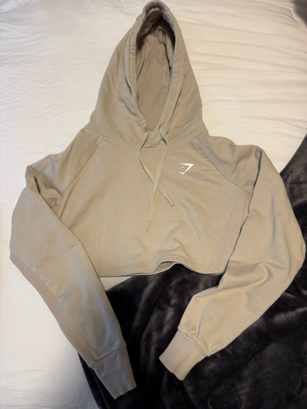 Gymshark Cropped Hoodie in Taupe Beige